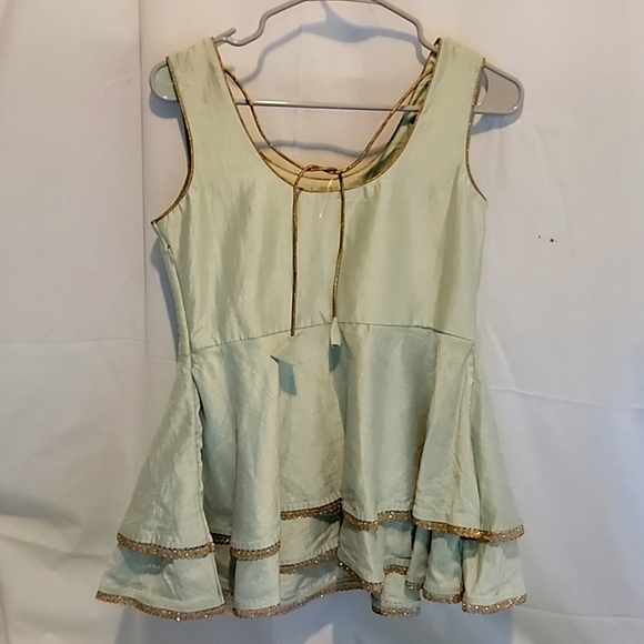 Light Green Tank with embellished gold trim - Picture 3 of 9